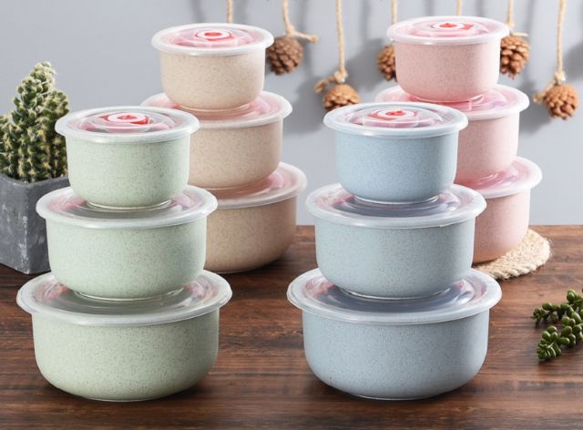 [Bộ 3 Hộp Kèm Nắp Đậy] Combo 3 Hộp Đựng Thực Phẩm Thức Ăn Lúa Mạch Có Nắp Đậy Hút Chân Không