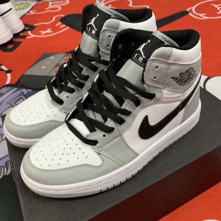 Giày thể thao Jordan 1 xám cao cổ móc đen smoke grey nam nữ cao cấp