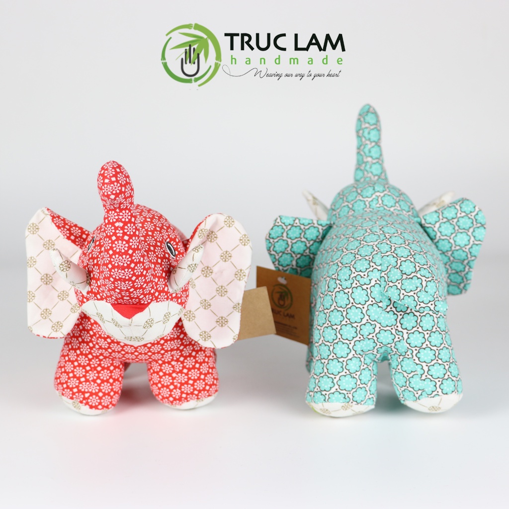 Đồ Chơi Cho Bé Thú Nhồi Bông Hình Chú Voi Có Ngà Vải Hoa Bông Gòn Cao Cấp - Trúc Lâm Handmade