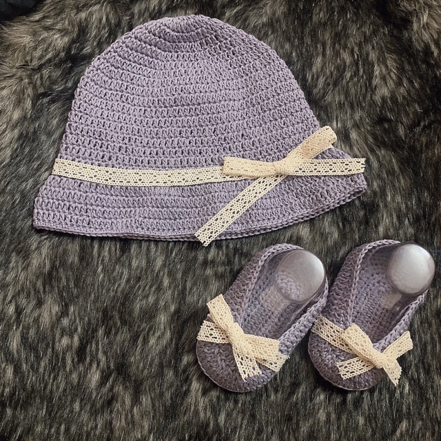 Set mũ giày tím