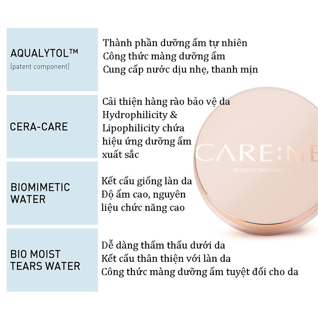 PHẤN NƯỚC CARE:NEL MIRACLE SNOW CUSHION SPF50 PA CHÍNH HÃNG - 9211