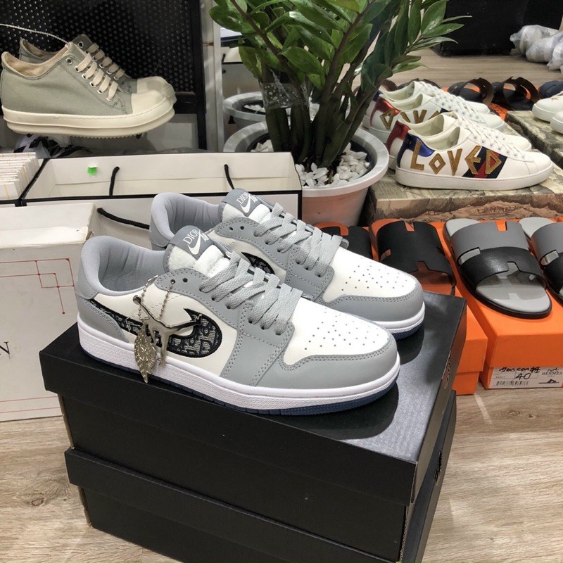 [Bản trung] Giày jordan 1 xám dior, giày jd 1 xám dior cổ thấp cao hàng cao cấp full box bill hãng | BigBuy360 - bigbuy360.vn