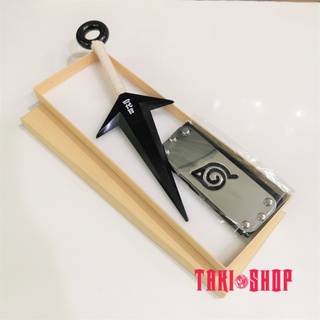 Bộ 2 Món: Phi Tiêu Nhựa Kunai Hokage IV (Dây Trắng) - Băng Trán Làng Lá