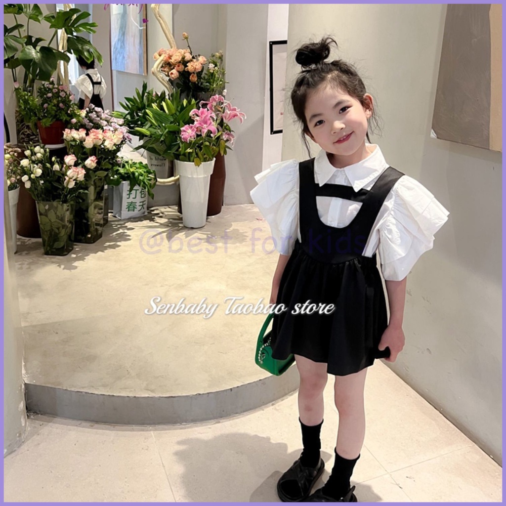 Áo Thun Và Quần Yếm Phong Cách Phương Tây Thời Trang Cho Bé Gái