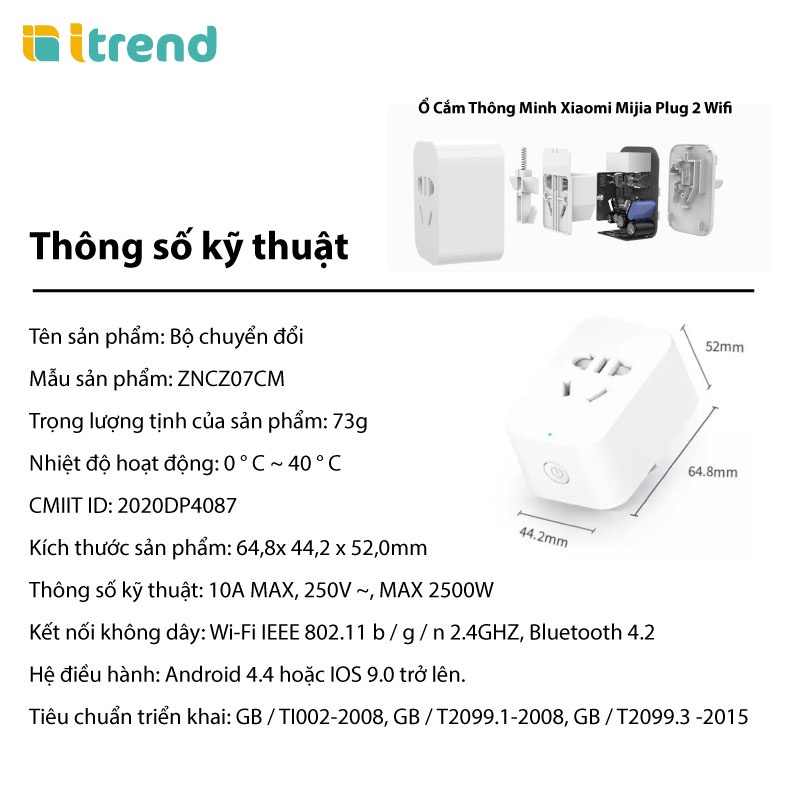 (*)GIAO HỎA TỐC Ổ CẮM Thông Minh điều khiển qua Wifi Xiaomi Mijia Gen 2 (ZNCZ07CM)