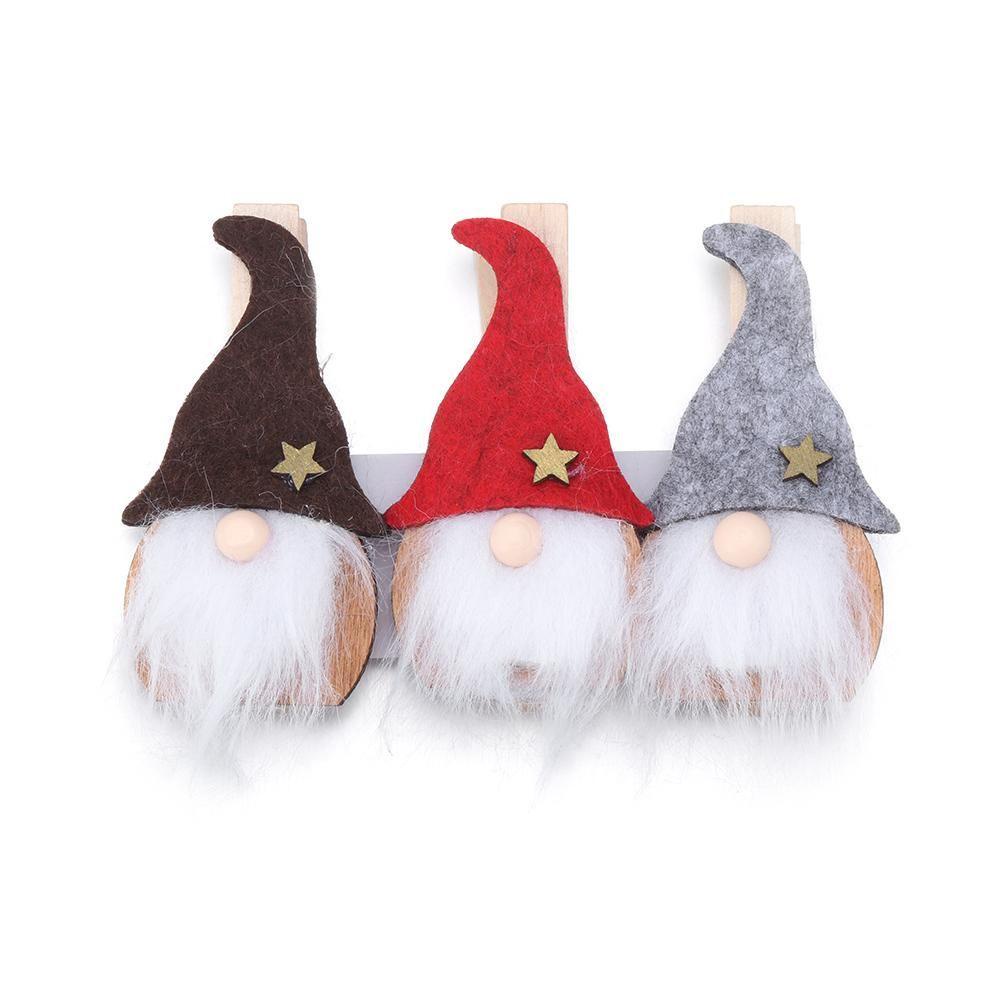 Kẹp Gỗ Mini Hình Ông Già Noel / Tuần Lộc Trang Trí Giáng Sinh DIY
