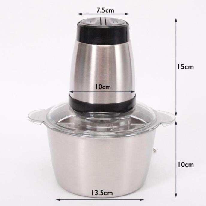 Máy Xay Thịt Cối Inox 4 Lưỡi Đa Năng - Xay Cua, Cá, Tỏi Ớt, Các Loại Rau Củ Quả - Luxy Houseware