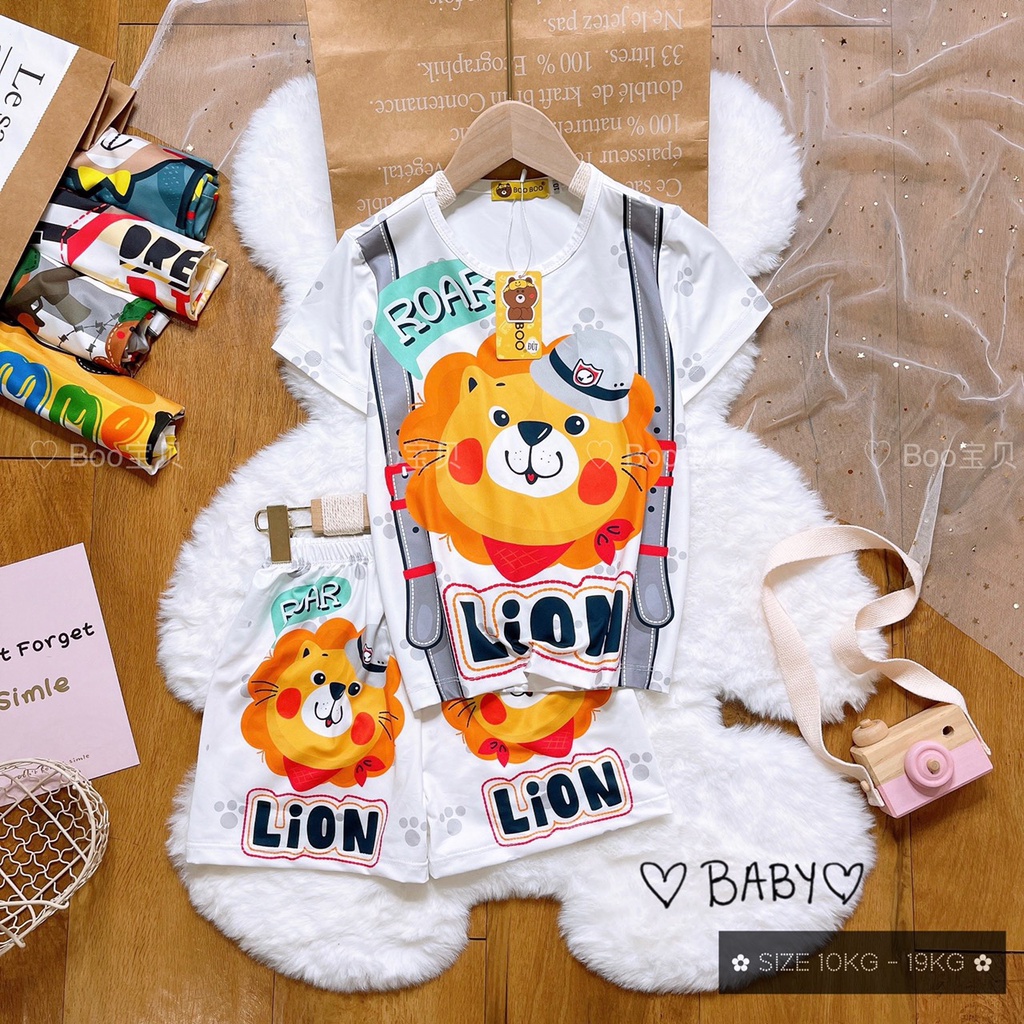 Bộ Ngủ Pijama Thun Baby Tay Ngắn Quần Đùi Họa Tiết Hoạt Hình Dễ Thương từ 10kg đến 20kg