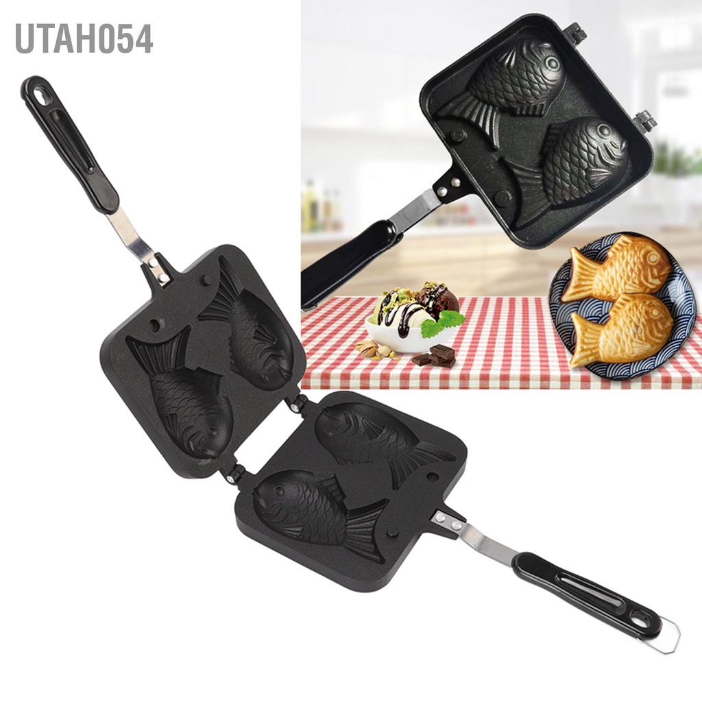 [Hàng Sẵn] Khuôn Làm Bánh Cá Nướng Taiyaki hai mặt chống dính cho nhà bếp【Utah054】