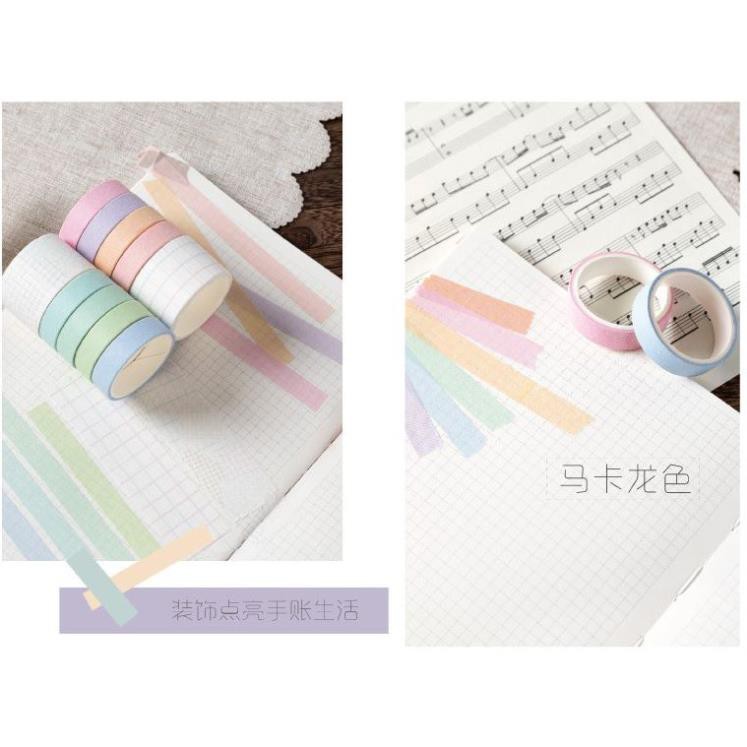 Set 10 cuộn băng keo giấy màu trơn Loại To dùng trang trí E51