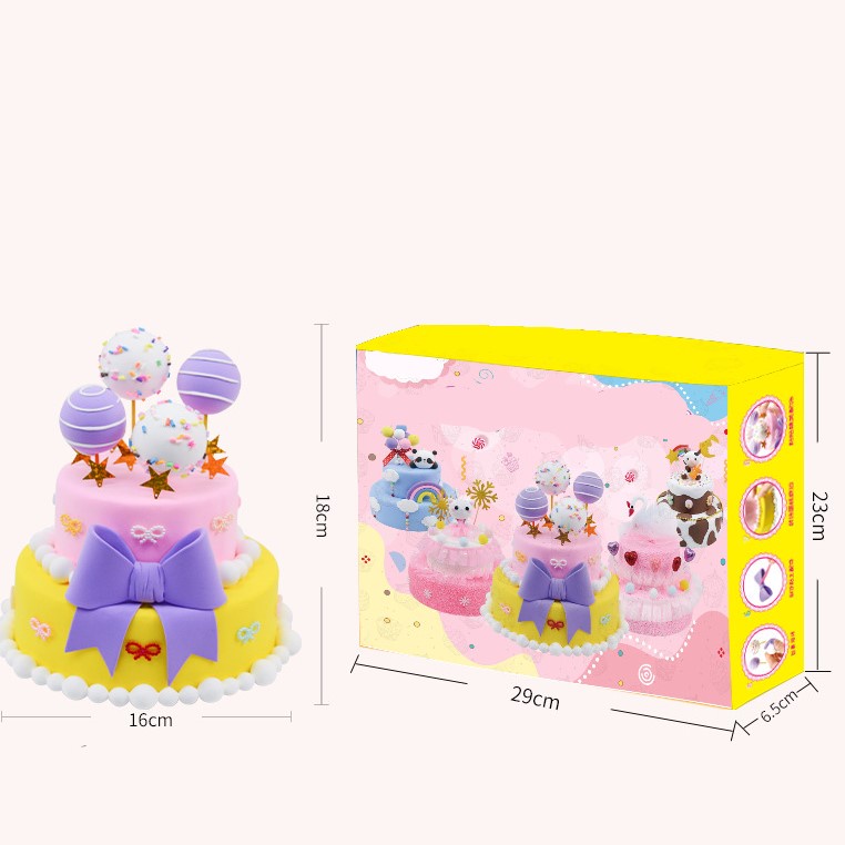 [Hàng sẵn] Đồ chơi làm bánh kem 2 tầng từ đất sét - đất nặn tự khô. DIY trang trí bánh kem. Đồ chơi làm bánh sinh nhật