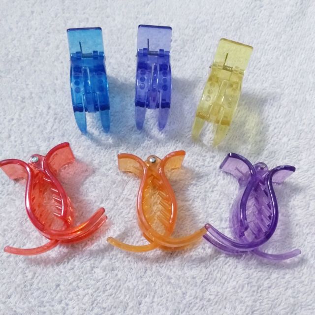 Kẹp tóc càng cua 3 răng bóng màu