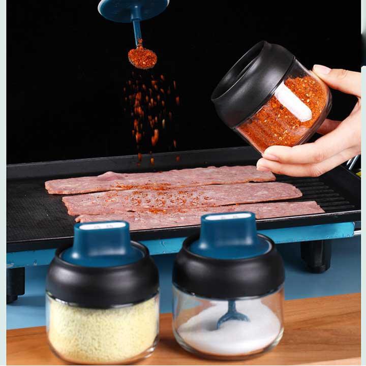 Hũ Đựng Gia Vị Thủy Tinh, Hộp Đựng Gia Vị, Thực Phẩm Muỗng Nhựa 250ml, 280ml | Đựng Gia Vị Siêu Tiện Dụng HDG01