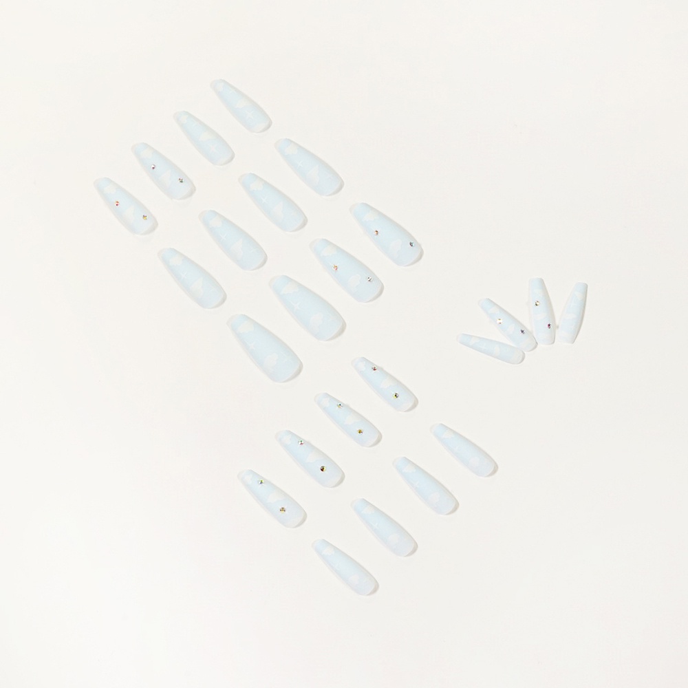 Set 24 Móng Tay Giả Họa Tiết Hoạt Hình Phối Nơ Có Thể Tháo Rời Tiện Dụng