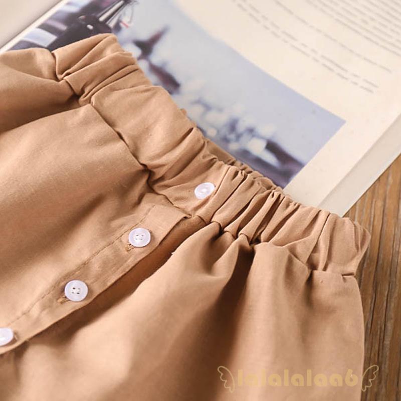 Set Áo Thun Ngắn Tay Cổ Tròn + Váy Yếm Thời Trang Cho Bé Gái Laa6