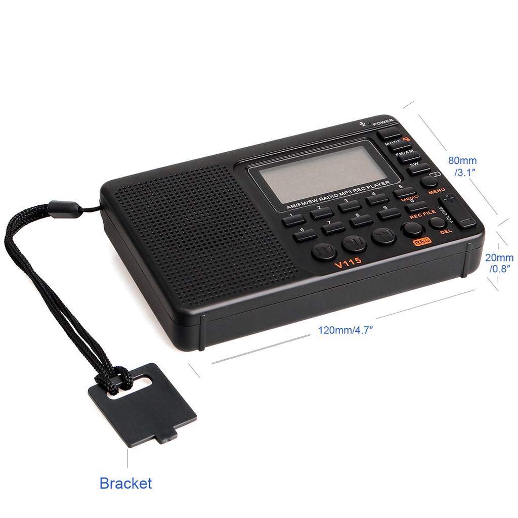 Radio Kỹ Thuật Số Retekess V115 3W FM / AM Có Thể Sạc Lại Được