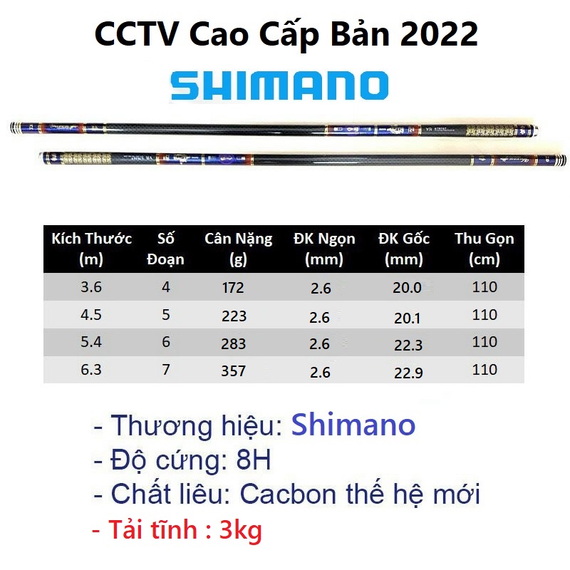 Cần Câu Tay 8H Bạo Lực Cao Cấp Shimano CCTV  [ Tặng Dây Trục ] Thiết Kế Carbon Mật Độ Cao CT06 - Sanami Fishing Store