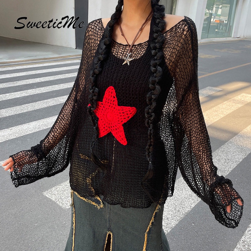 Áo Sweater Dệt Kim Tay Dài Cổ Tròn Màu Sắc Tương Phản Thời Trang   Cho Nữ