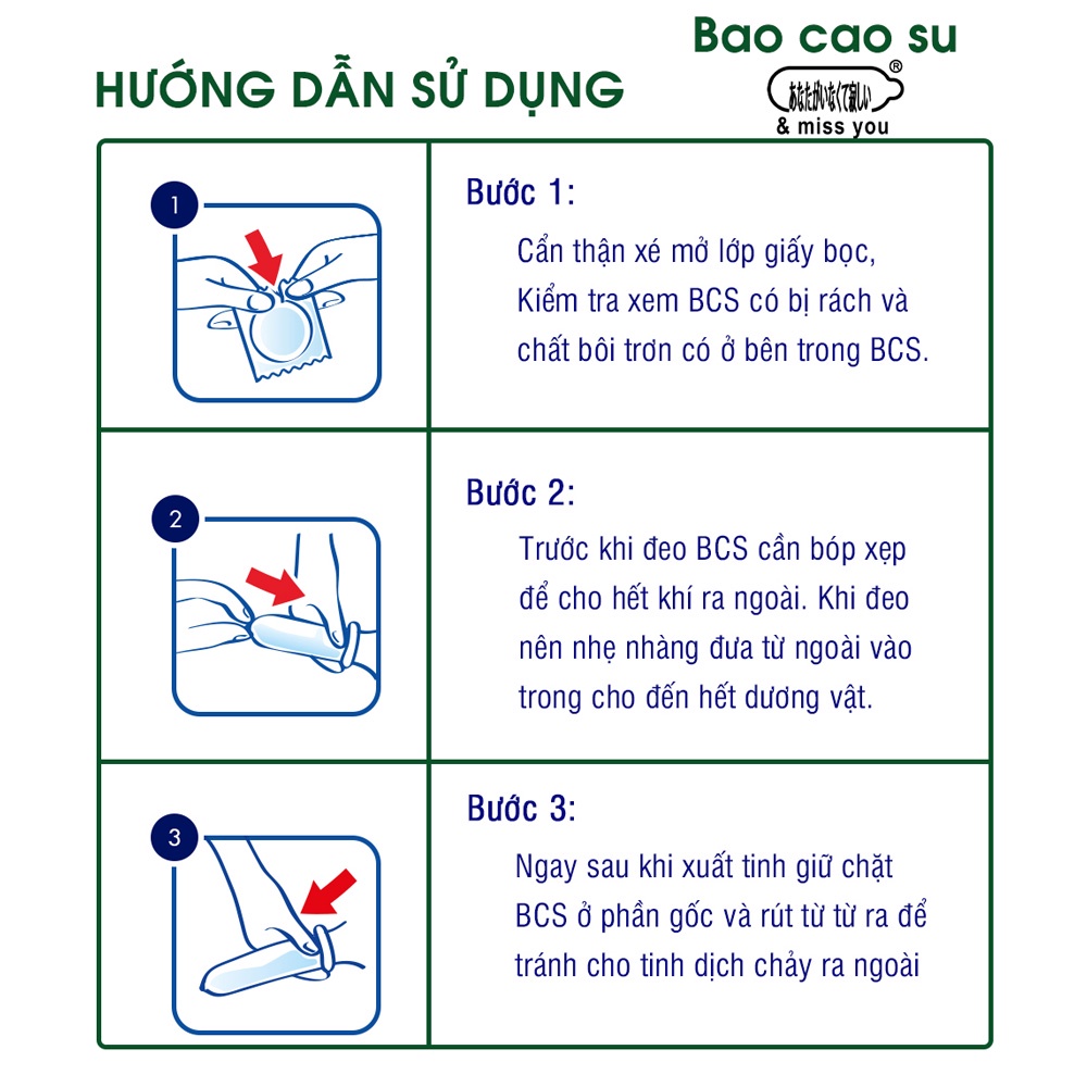 Bao cao su nhật bản I &amp; miss you chất lượng cao an toàn không gây kích ứng (loại ngẫu nhiên siêu mỏng và gân gai) 12 cái