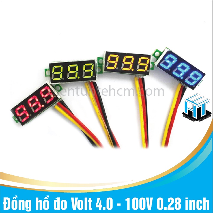 Đồng hồ đo điện áp Volt 4.0 - 100V 0.28 inch nhiều màu