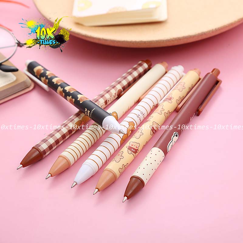 Bút gel bấm dễ thương gấu vintage xinh xắn ngòi 0,5 mm mực đen dùng dể viết bài, trang trí, quà tặng sinh nhật bạn gái