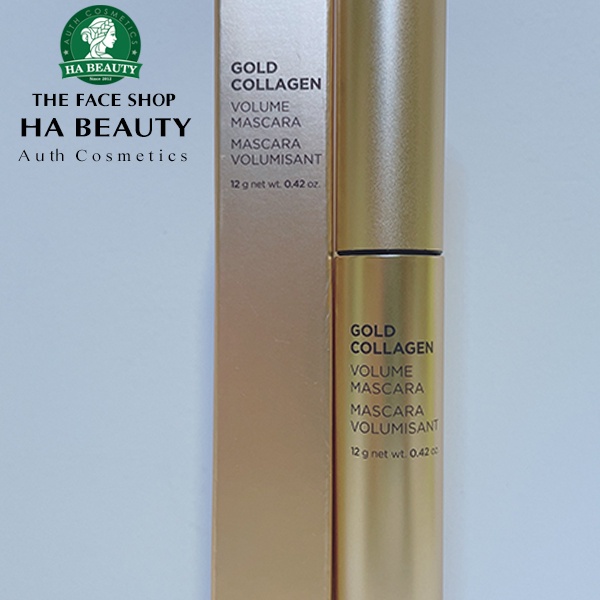 Mascara dưỡng ẩm dày và cong mi chống nước chống lem lâu trôi The Face Shop Gold Collagen Volume Mascara 12g