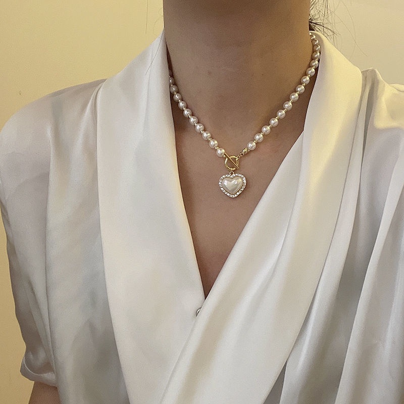 Dây Chuyền Ngọc Trai Mặt Hình Trái Tim Thời Trang Dành Cho Nữ