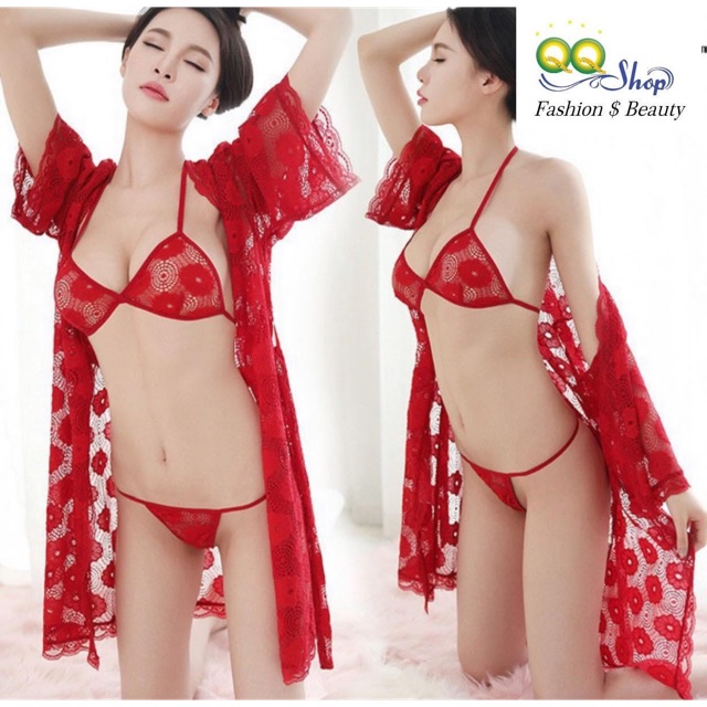 QQ3723 Set đồ ngủ siêu sexy quyến rũ - Đỏ