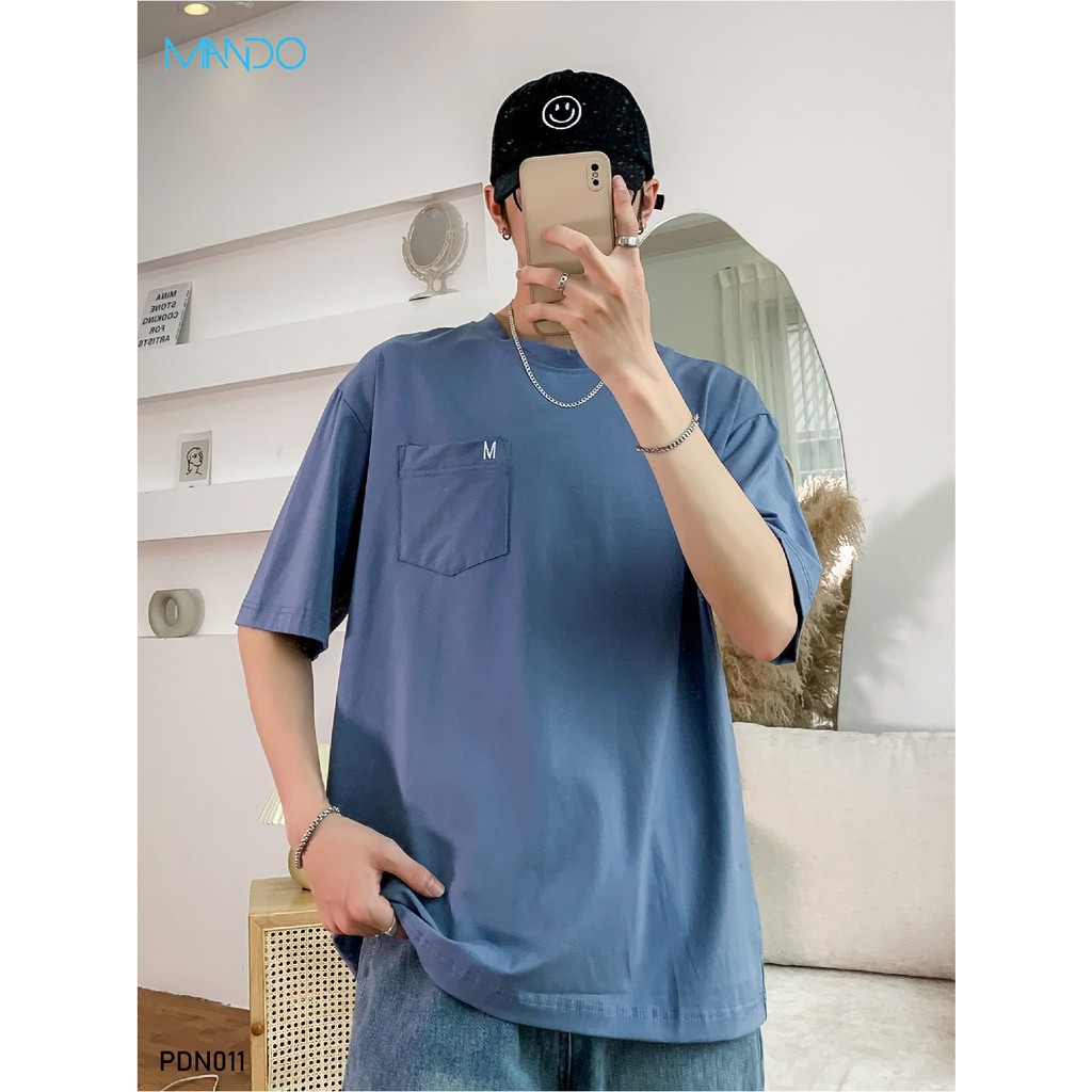 Áo Phông Trơn Đủ Màu Đen, Trắng, Xanh, Cam Phối Đồ Cực Chuẩn Phong Cách Hàn Quốc Thời Trang Nam MANDO - PDN011 . ཿ *