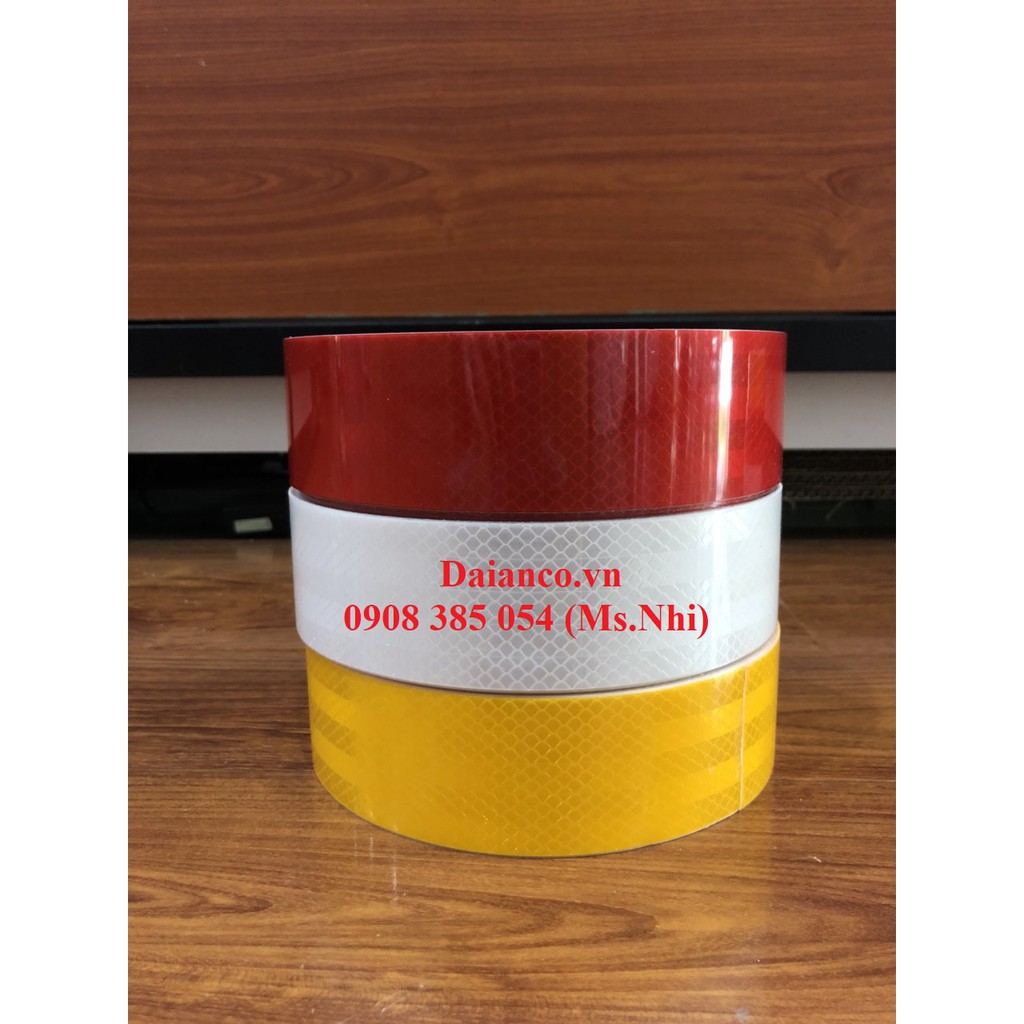 Cuộn băng keo phản quang tốt 3 màu lựa chọn- KT0.5x45m- Hình thật