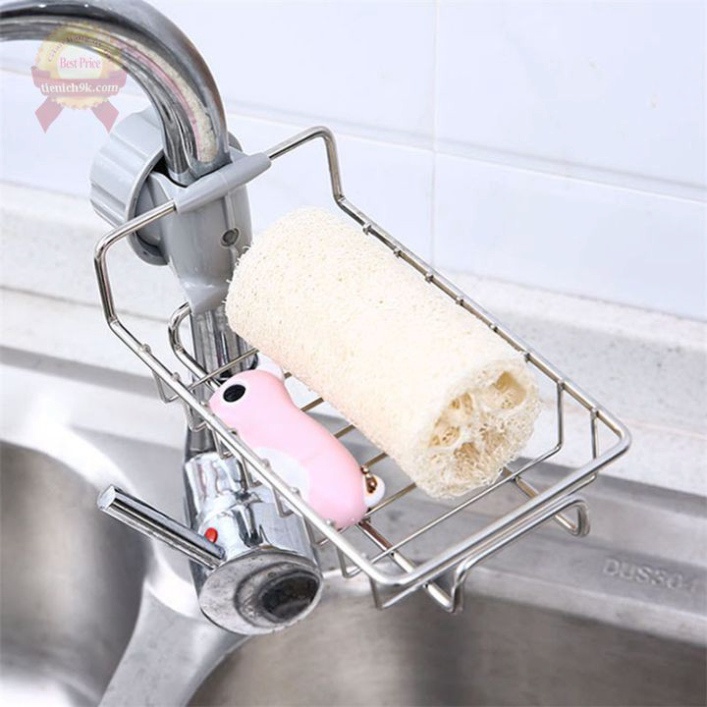 [Hàng xịn] Giá inox đựng đổ nhà tắm bếp cài bồn rửa bát vòi sen để gia vị giẻ rửa bát xà phòng kem đánh răng treo khăn