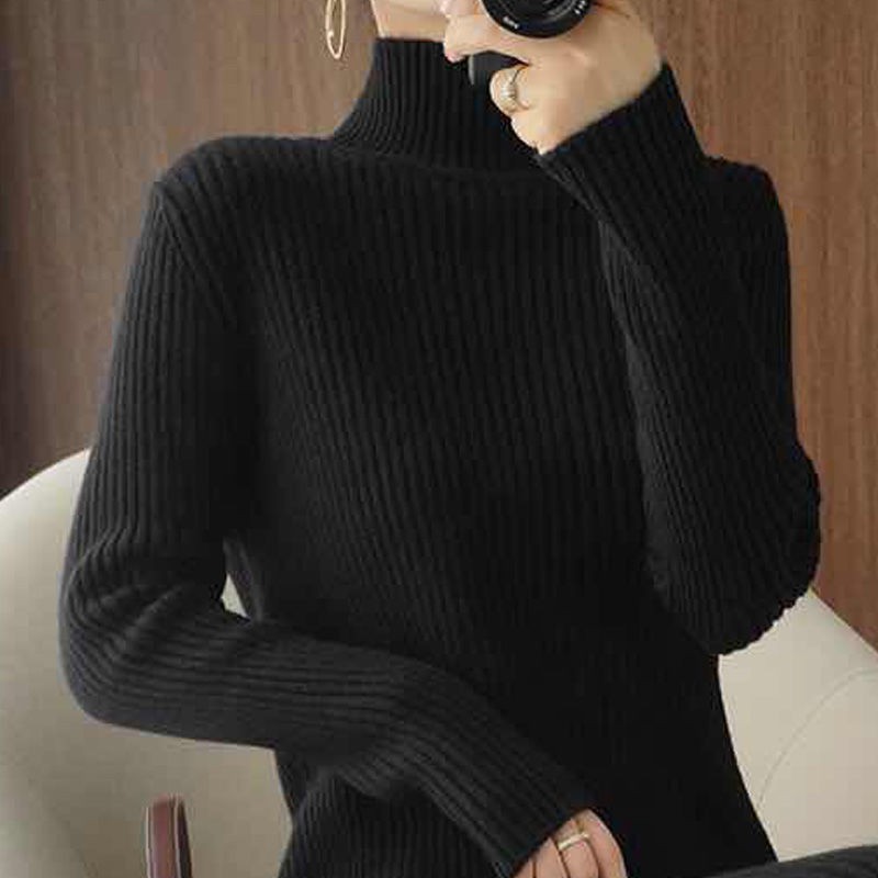 Đầm Len Cổ Lọ Dáng Dài ❤️ Váy len nữ cổ lọ dáng dài ôm kiểu dáng Hàn Quộc màu Đen BASIC SIÊU HOT ❤️ | BigBuy360 - bigbuy360.vn