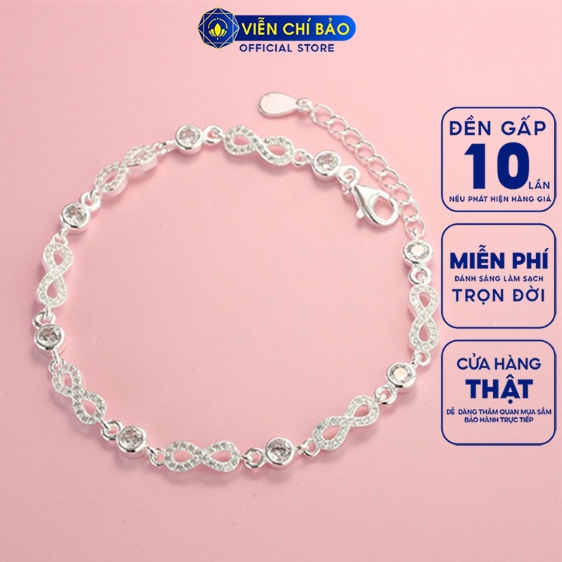 Lắc tay bạc nữ Vô cực đính đá chất liệu bạc 925 thời trang phụ kiện trang sức Viễn Chí Bảo L400361x