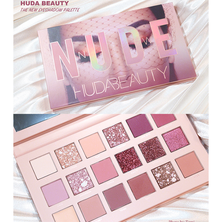Yolo ❤ Bảng màu mắt 18 màu chính hãng Huda Beauty Nude Limited Edition Desert Rose (kèm ống kính) Bảng phấn mắt Desert Rose