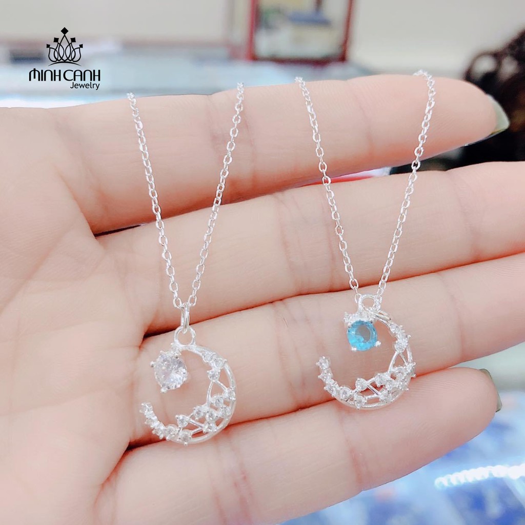 Dây Chuyền Bạc Nữ Mặt Trăng Đính Đá Sang Trọng - Minh Canh Jewelry