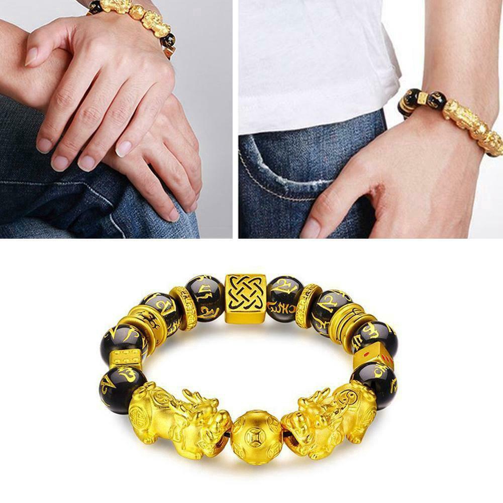Vòng Tay Bùa Hộ Mệnh Bằng Đá Obsidian Kích Thước 8 / 10 / 12 mm