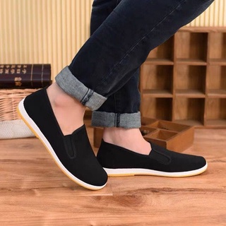 Giày lười mọi nam da lộn, đế slipon màu đen, thiết kế trẻ trung năng động