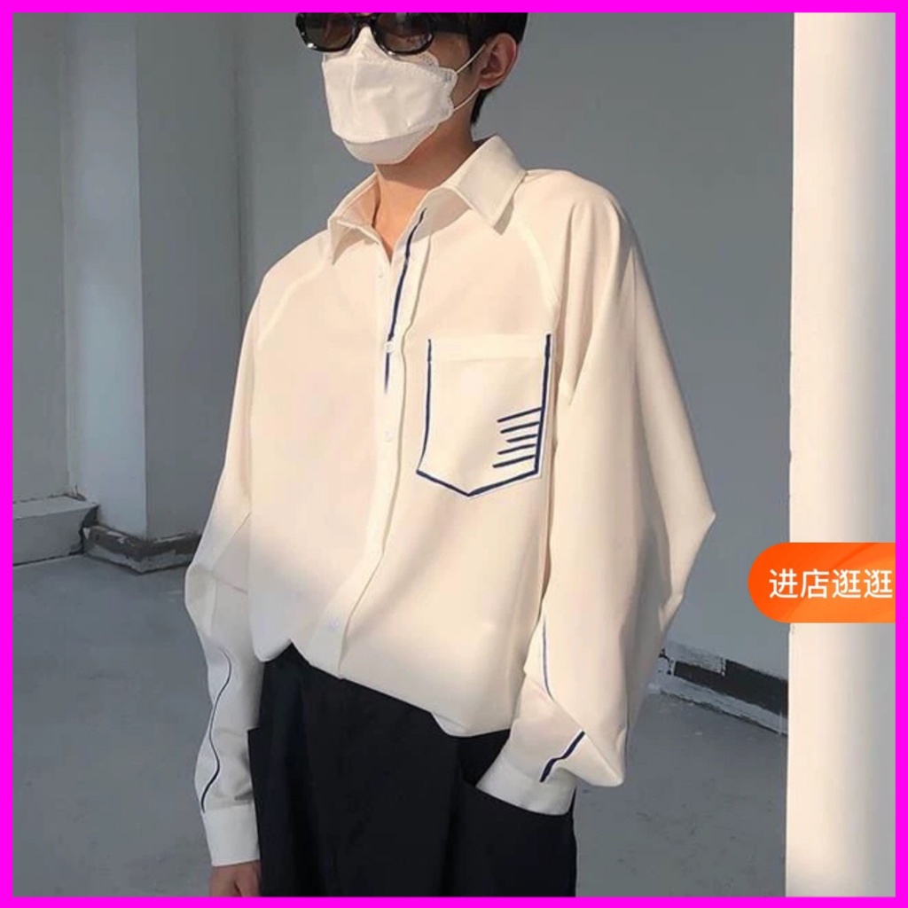 Áo sơ mi nam kẻ vièn túi áo phong cách hồng Kông thanh lịch 2022