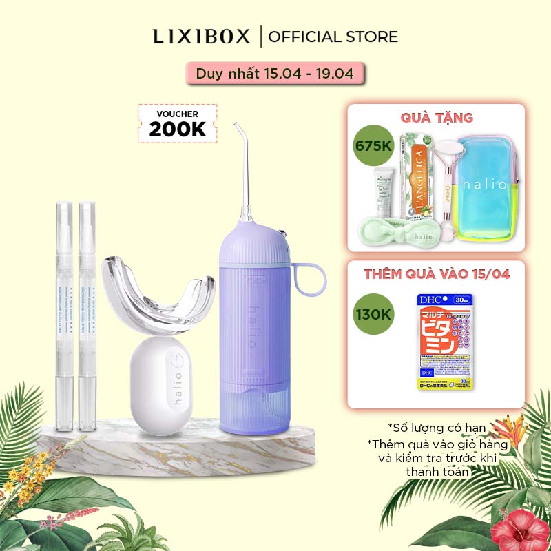 [Mã COSLXT4 giảm 10% đơn 600K] Combo Máy Tăm Nước UltraClean - Periwinkle Và Máy Tẩy Trắng Răng Halio Enhancer