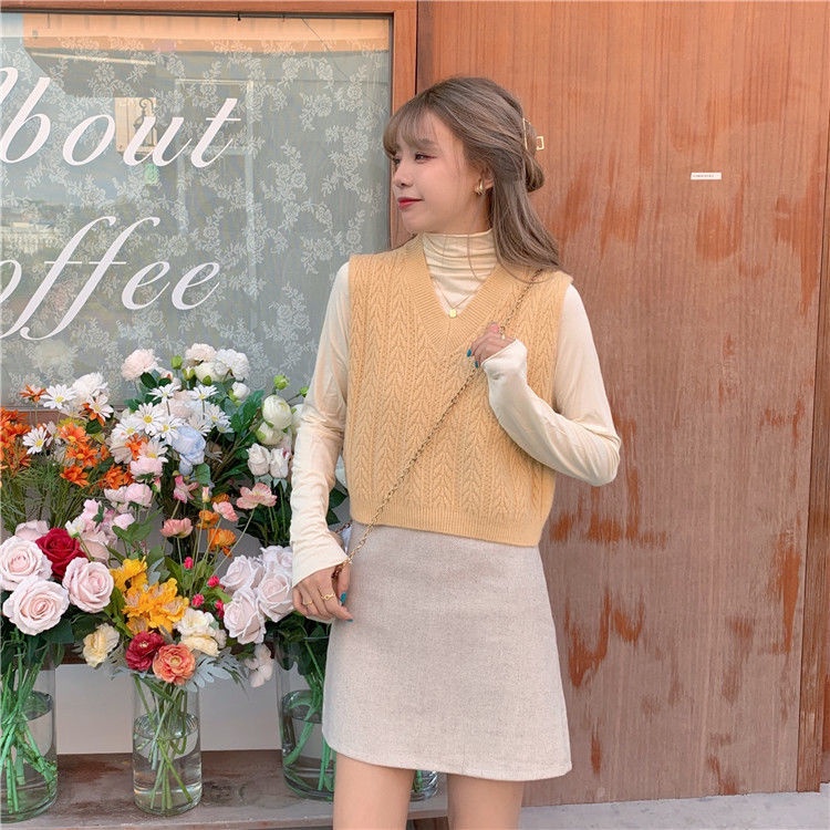 Áo Len Không Tay Cổ Chữ V Kiểu Dáng Đơn Giản Hợp Thời Trang Cho Nữ