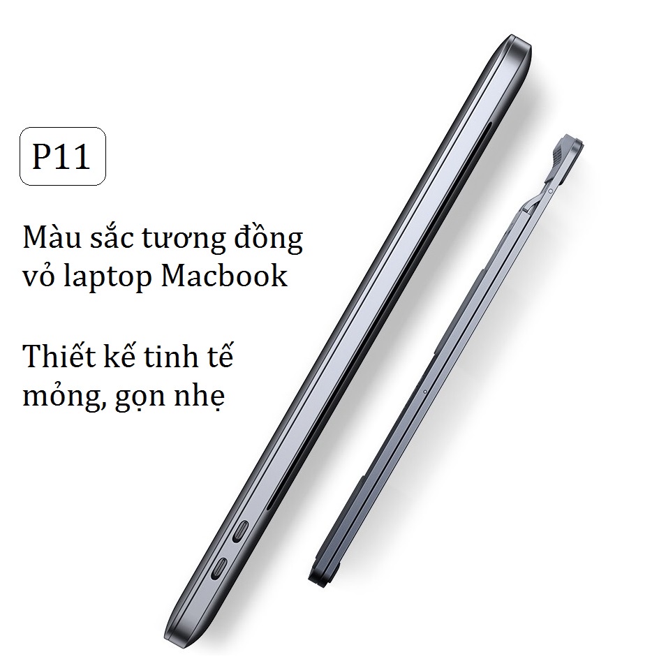 Giá đỡ laptop stand và iPad nhôm gấp gọn hỗ trợ tản nhiệt  P11 P6 Vu Studio cho laptop Macbook, máy tính bảng Surface