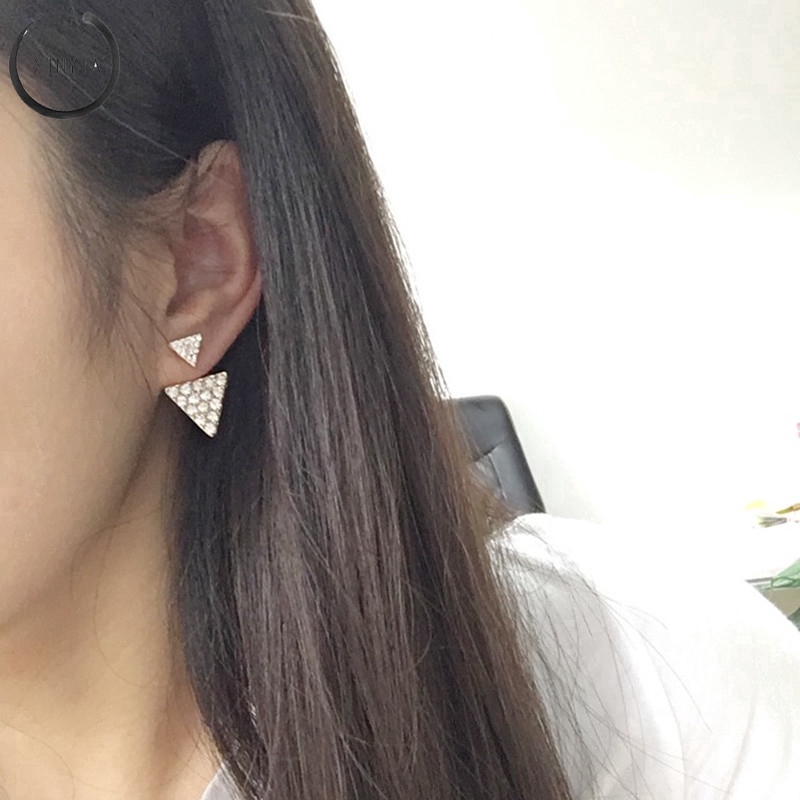 Khuyên tai hình tam giác đính đá thanh lịch cho nữ