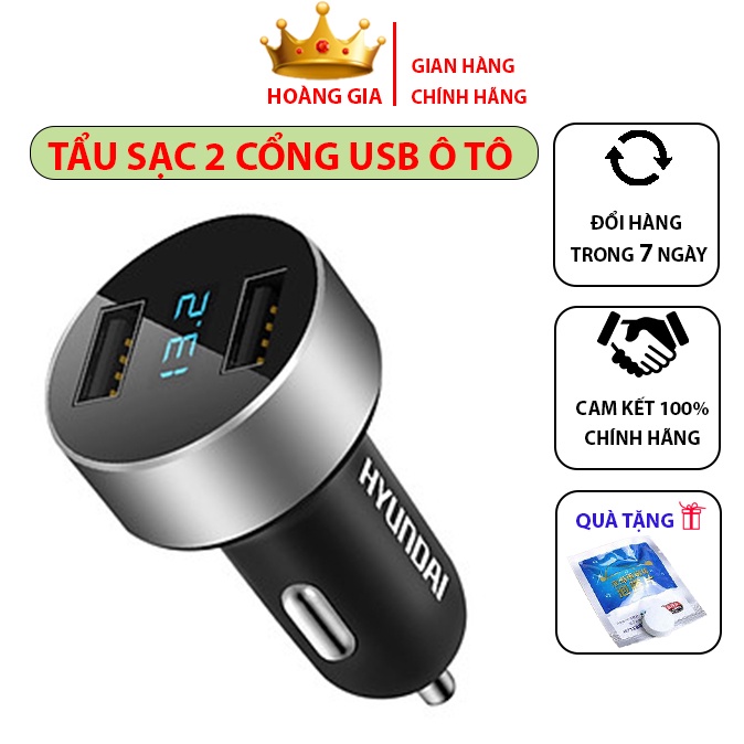 Tẩu Sạc Ô Tô – Tẩu Sạc Nhanh Ô Tô – Bộ Chia Sạc Xe Hơi USB Hyundai Cao Cấp HY-36