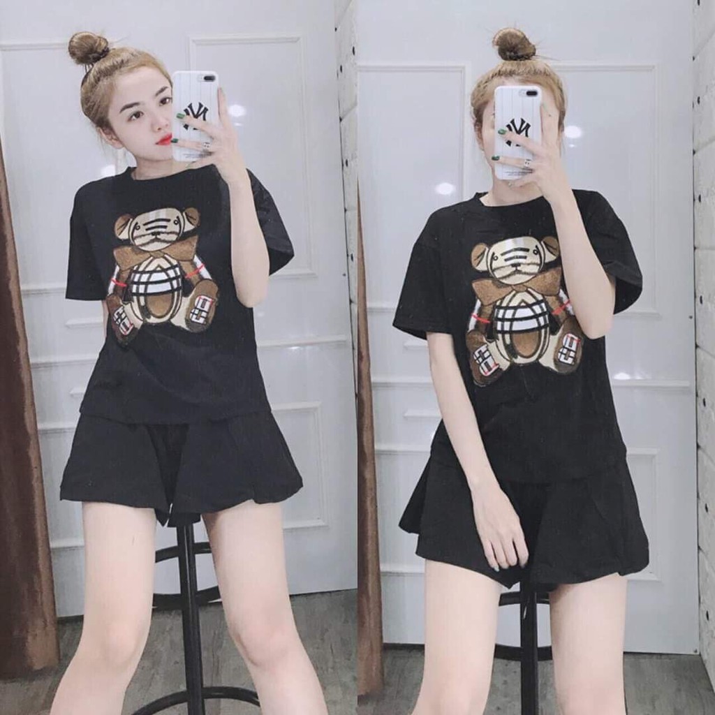 SET BỘ ĐỒ NỮ HỌA TIẾT GẤU XINH XẮN