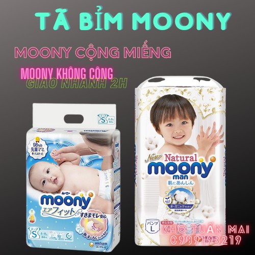 Bỉm Moony natural 💝FREESHIP💝 tã Nội Địa Nhật Chính Hãng Cộng Miếng/Siêu Cộng Miếng Dán/Quần Đủ Size NB96/S90/M68/L58/L50