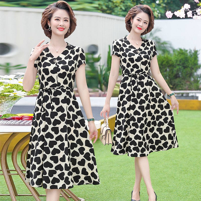 ( HÀNG SẴN) Đầm Hoa Đẹp Cho Mẹ Sang Chảnh VH89 - Hàng Quảng Châu Cao Cấp - Hàng Quảng Châu Cao Cấp