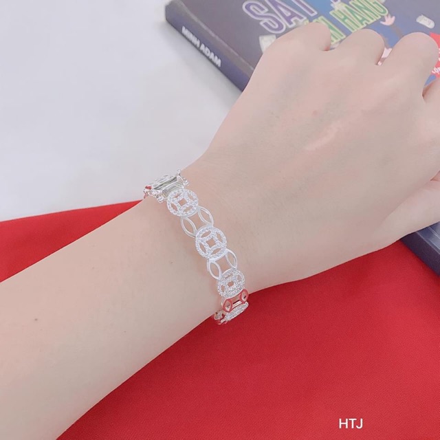 VÒNG TAY KIM TIỀN MẶT ĐÁ CAO CẤP - VÒNG TAY NỮ BẠC S925