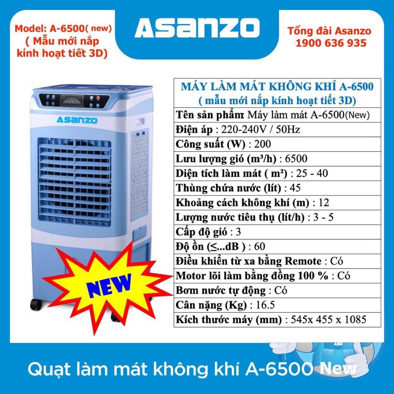 QUẠT ĐIỀU HÒA HƠI NƯỚC ASANZO A-6500