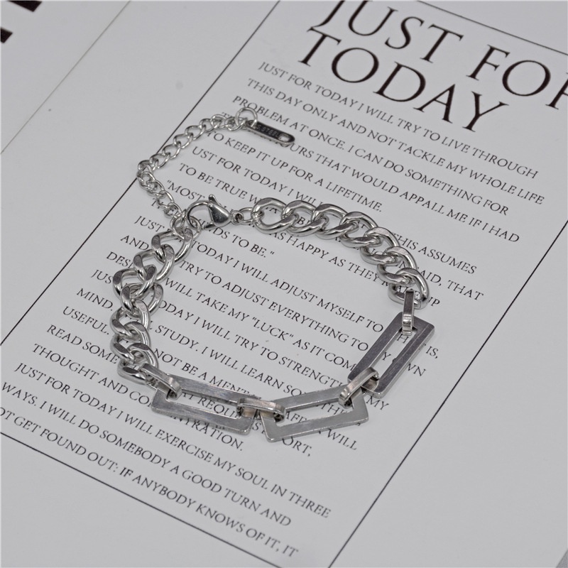 Vòng Tay Dây Xích Bằng Thép Titan Một Lớp Phong Cách Hip hop Đơn Giản Thời Trang Cho Nữ