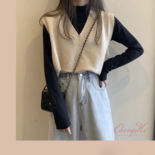 (SẴN) Áo len Gile cổ V trơn basic mặc ngoài giữ nhiệt cổ cao dài tay trơn mặc trong A00051